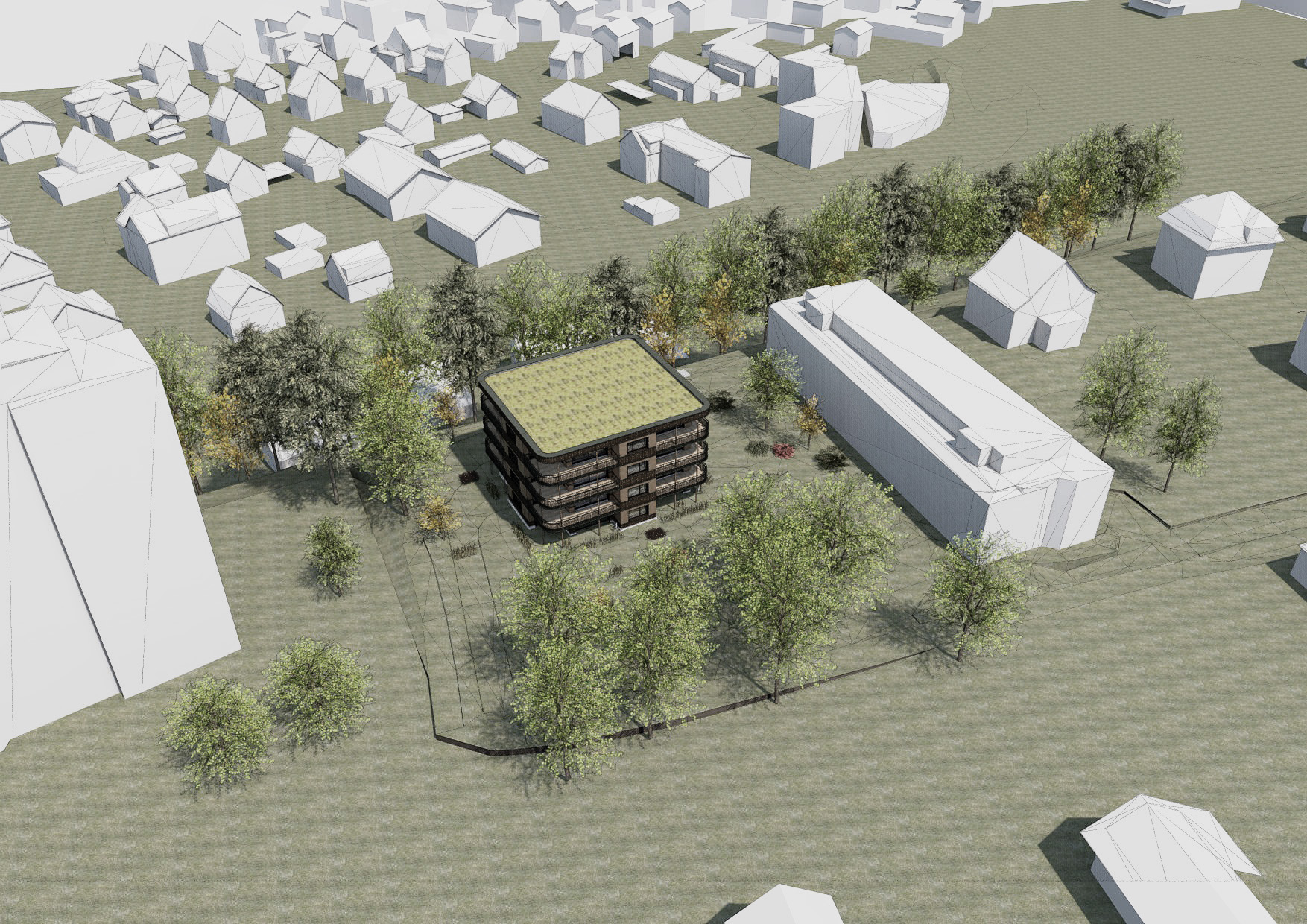 Vogelperspektive des Neubaus